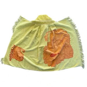 Vintage Lion Roar Terry Cloth Yellow Baby Child Towel With Hood 1970s Retro MCM